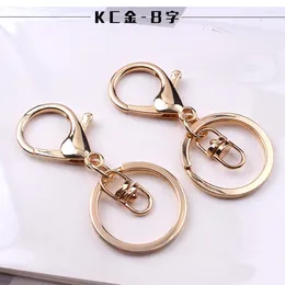 Keychains 50pcs High Quality 30mm Keyring Multiple Colours Key Chains Rings Round Golden Silver-Plate Hook Lobster Clasp Keychain