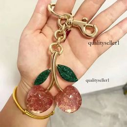 cherry charm keychain Key Rings COA CH Cherry Keychain Bag Charm Decoration Accessory Pink Green High Quality Design 231218 807