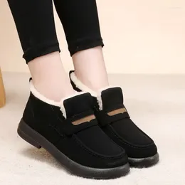 Casual Shoes Design Sense Women's 2024 Winter Soft Sole Anti Slip Snow Boots Thick High Top Cotton Sneakers Traf