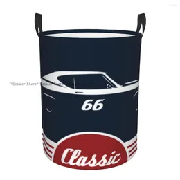 Laundry Bags Dirty Basket Classic Sports Car Muscle Vehicle Silhouette Folding Clothing Storage Bucket Home Waterproof Organizer