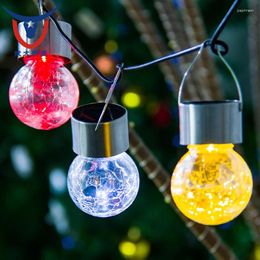 Strings Waterproof Patio Garden Lanterns Wedding Hanging Mason Jar Lights Warm Crack Glass Bottle Solar Light