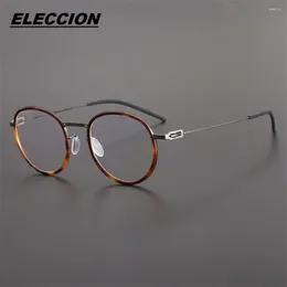 Sunglasses Frames Titanium Acetate Screwless Eyewear Round Rim Prescription Eyeglasses Frame Myopia Optical Denmark Korean Glasses Men L1044