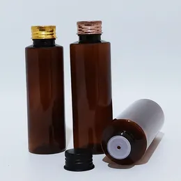 Storage Bottles 50pcs 100ml 120ml 150ml Empty Brown PET Bottle With Aluminium Screw Cap For Shampoo Liquid Soap Shower Gel Cosmetic Packaging