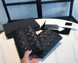 10A Top Tier Mirror Quality Womens Boy Wallet Real Leather Caviar Lambskin Card Holder Quilted Coin Purse Lady Credit Card Wallets5858363