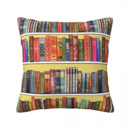 Pillow Christmas Books Library Vintage Bookshelf On Yellow Throw Pillows Decor Home S For Decorative Sofa