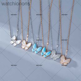 Luxury Top Grade Vancelfe Brand Designer Necklace v Golden Butterfly White Necklace Version Simple Fairy High Quality Jeweliry Gift