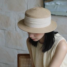 Berets Sweet Art Straw Hat Casual Trendy Flat Top Formal Travel Summer Sunscreen Women