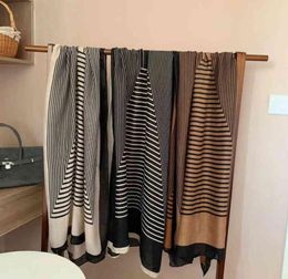 Sweden Brand TOTEM Stripe Simple Design 100 Cotton Long Silk Shawl Luxury Women Scarves Stole for Neck3969639