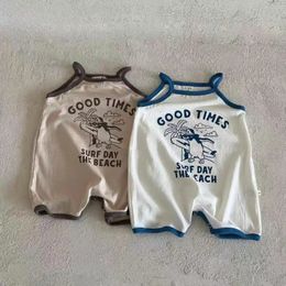 Summer Baby Sleeveless Sling Romper Cute Cartoon Print Jumpsuit For Infant Boy Girl Cotton Vest Onesie Clothes 024M 240408