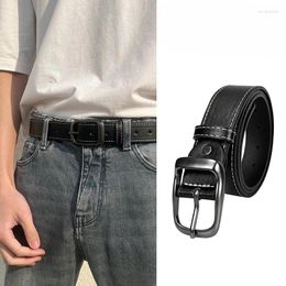 Belts 2024 Men's Vintage Casual Belt Black Pin Buckle Student Versatile Leather Wide For Men Fishing Gym Camping