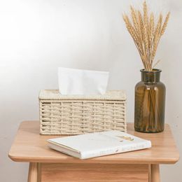 Rattan Tissue Box Vintage Napkin Holder Case Clutter Storage Container Cover Living Room Desk Decoration
