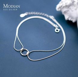 Top Sale Brand Real 100% 925 Sterling Silver Geometric Round Chain Anklet Link for Women Korea Style Fine Jewelry 2107077411183