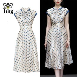 Tingfly Arrivals Runway Fashion Vintage Polka Dot Print Elegant Knee Length Dresses Summer A Line Office Lady Work Dress Za 240410