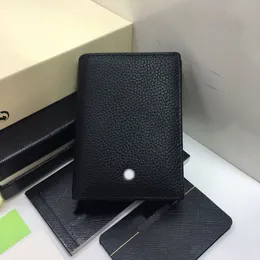 Cowhide Erkek ve Kadınlar Cüzdan Moda Tasarımcısı Orijinal Lychee Desen Kart Kartı Çantası Orijinal Paketleme Düğmesi Kart Yuvası Cep Nakit Klip Kısa Mini Cüzdan