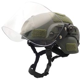 Tactical Helmet Cover Quick Lightweight Protection Mich 2000 With Anti Riot Sunshade Sliding Goggles And Side Rail Nvg Bracket. Drop D Ot0K8