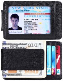 whole Leather Front Pocket Money Clip Wallet RFID Blocking Strong Magnet Clip UltraThin Genuine Leather ID Case6777367