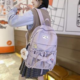 Backpack Korean Style Women Sweet Large Capacity Open Pockets Kawaii Female Bow School Bags For Teenager Girls Travel Backpacks