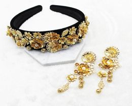 New Fashion Golden Leaf Crown Baroque Prom Hair Band Pearl Hair Jewellery Wedding Tiara Accessories Gift For Women Party C190417031938745