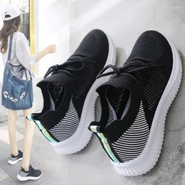 Casual Shoes Women 2024 Spring White Breathable Sports Mesh Versatile Summer Hollow Walking Flying Woven No-slip Ladies Sneakers