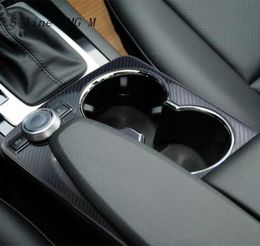 Car Styling Carbon Fibre Centre Console Handrest Water Cup Holder Cover Sticker Trim for Mercedes Benz GLK X204 Auto Accessories7038304
