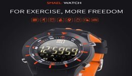 SMAEL Digital Wristwatches Waterproof Big Dial LED Display Stopwatch Sport Outdoor Black Clock Shock LED Watch Silicone Men 8002 c4741837