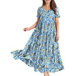 designer dress luxury clothes women beach dress Crew Neck Summer Conventional Sleeve Flora Printed Dresses Short Sleeve S XL dress summer dresses for women devise