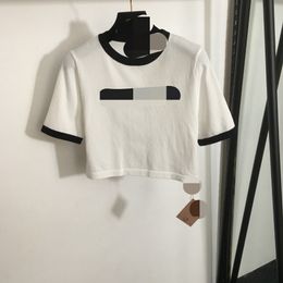 4012 2024 Runway Summer Brand SAme Style White Yellow Black Red Short Sleeve Crew Neck Womens Clothes High Quality Womens 20242246