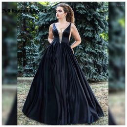 Party Dresses Elegant Black Prom Long 2024 Sheer V-neck Evening Dress Gowns With Pocket Vestidos De Fiesta Noche