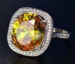 Women039s Fashion Ring Retro Luxury Princess Cut Natural Topaz Diamond Ring 1006CT Yellow Topaz 925 sterling silver Engagement6250919