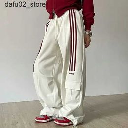 Men's Pants American retro lazy wide leg pants womens loose casual sports pants floor suction pants Q240417