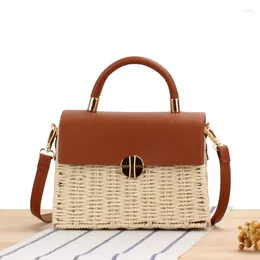 Totes Rattan Straw Bag Box Woven Handbag Crossbody Bags For Women