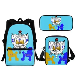 School Bags 3D Sigma Gamma Rho Student Backpack Fashion Laptop Bag 3pcs/Set Poodle Pattern Boys Girls Kids Travel