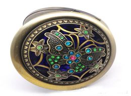 Dia 70mm Russia Style Vintage Cosmetic Mirror Pocket Round Compact Mirror Rhinestone Flower Twoside Make Up Mirror Lady Favors 103547881