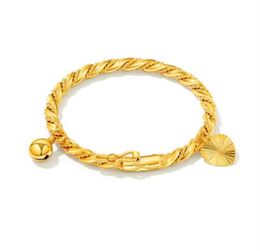 Europe and America Baby Lovely Bangles Yellow Gold Plated Bells Baby Bracelet Bangles for Babies Kids Nice Gift9398055