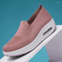 Fitness Shoes Woman Platform Breathable Mesh Ladies Casual Sneakers Slip On Wedge Footwear Moccasin Tenis Feminine Zapatos Mujer