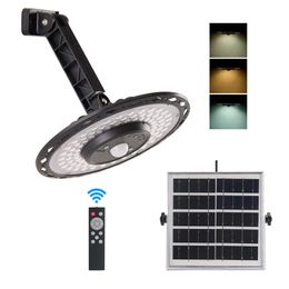 Solar Pendant Light UFO Wall Lamp Double Heads 3 Colors CCT 180LED Waterproof IP65 Outdoor Indoor Lighting