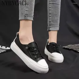 Casual Shoes 2024 Low Platform Sneakers Women Female Pu Leather Walking Loafers White Flat Slip On Vulcanize