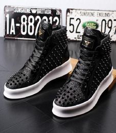 Mens Designer Boots black banquet prom dress printing rivet shoe flat platform sneaker casual Boot zapatos de hombre A254065719