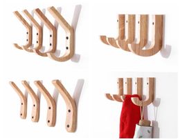 Creative Wooden Hooks Towel Coat Hat Hangers Oak Wood Wall Mounted Hooks Key Holder Storage Door Rack Organizer7965329