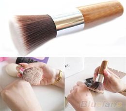 Whole Flat Top Buffer Foundation Powder Brush Cosmetic Makeup Basic Tool Wooden Handle 1259i7322383