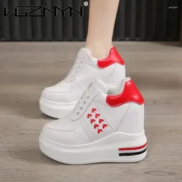 Casual Shoes Fashion Women's Vulcanize Platform Sneakers Increased Comfort Ladies High Heels White Size 34-39