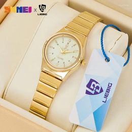 Wristwatches Brand Wonen Watch Luxury Golden Quartz Stainless Steel Bracelet Waterproof Ladies Wristwatch Girl Clock Relogio Mujer