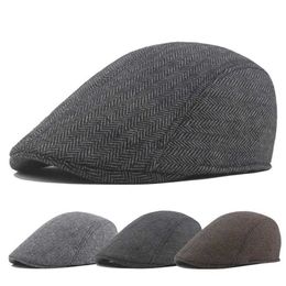 Berets Casual Painter Newsboy Cap Spring Summer Berets Hat For Men Women Herringbone Visor Peaked Cap Solid Colour Duckbill Hat Old Men d240417