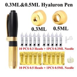 2 In 1 Hyaluron Pen High Pressure Lips Meso 0.3ml & 0.5ml Ampoule No Needles Hyaluron Gun For Anti Wrinkle Lip Atomizer Skin Rejuvenation Beauty Device