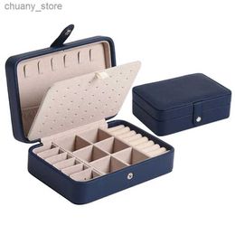 Accessories Packaging Organisers New 2022 Jewellery Box Leather Portable Double Simple Earrings Ring Jewellery Casket Can Hold 68 Earrings Y240417