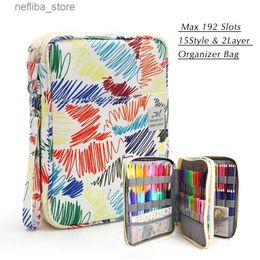 Cosmetic Bags 192 Slots Large Capacity Pencil Bag Case Organizer Cosmetic Bag For Colored Pencil Watercolor Pen Markers Gel Pens Great Gifts L410