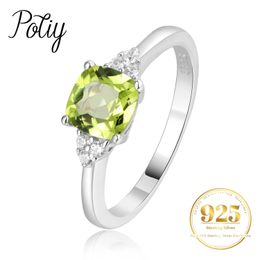 Potiy 11ct Genuine Natural Peridot 925 Sterling Silver Solitaire Ring for Woman Fashion Gemstone Fine Jewellery Wedding 240417