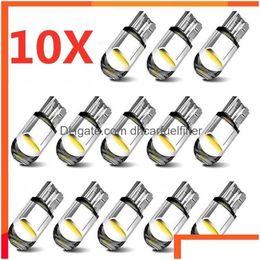 Decorative Lights Upgrade 10/2Pcs W5W Led T10 Car Light Cob Glass 6000K White Mobiles Licence Plate Lamp Dome Read Drl Bb Style 12V Dhxcp