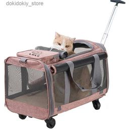 Dog Carrier Cat Dog Carrier Portable Pet Trolley with Removable Wheels and Telescopic Handle Multi-Function Outdoor Travel Dog Carrier Bag L49