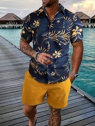 Men's Tracksuits 2024 Oversized Beach Shorts Men Shirt Sets 3d Printed Retro Floral Short Sleeve Casual Streetwear Hawaiian Suits Clothing